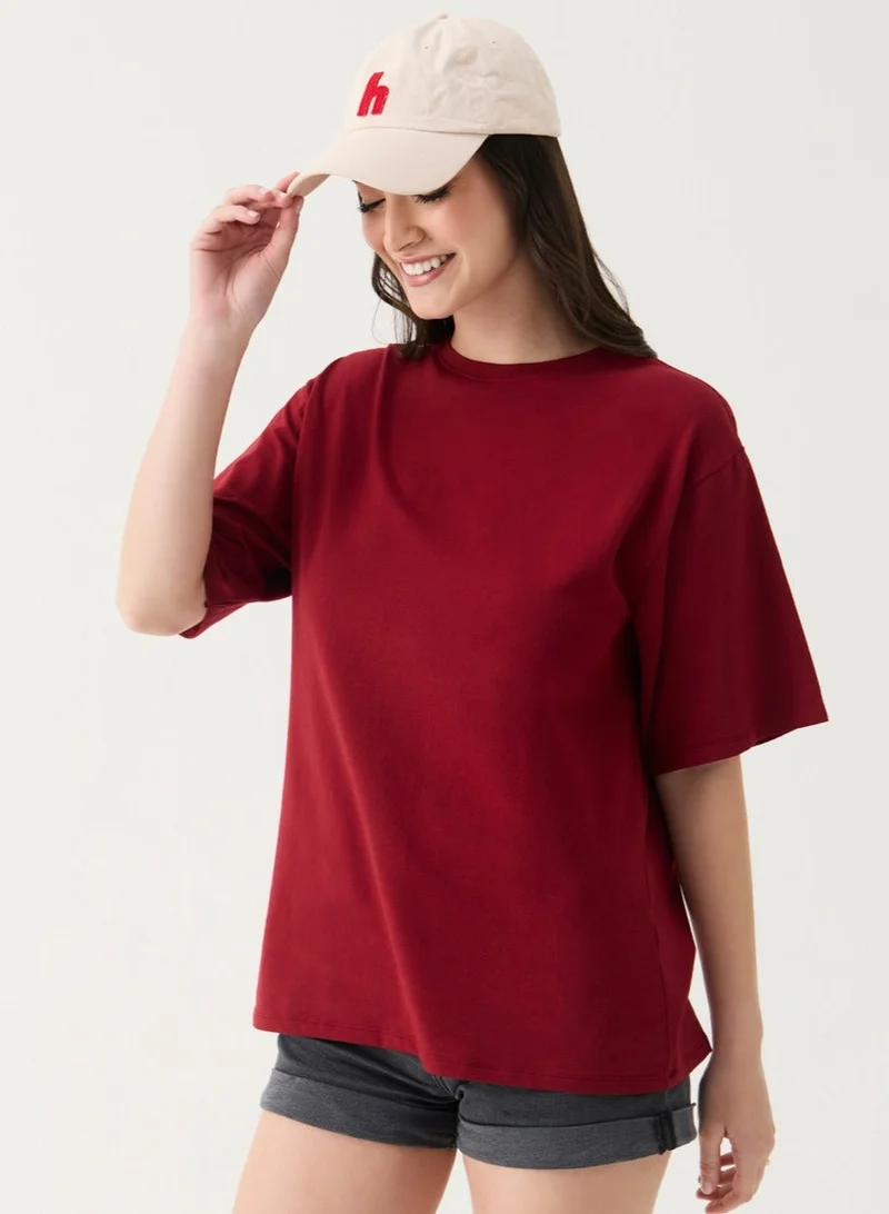 Zigzag Maroon Oversized T-shirt